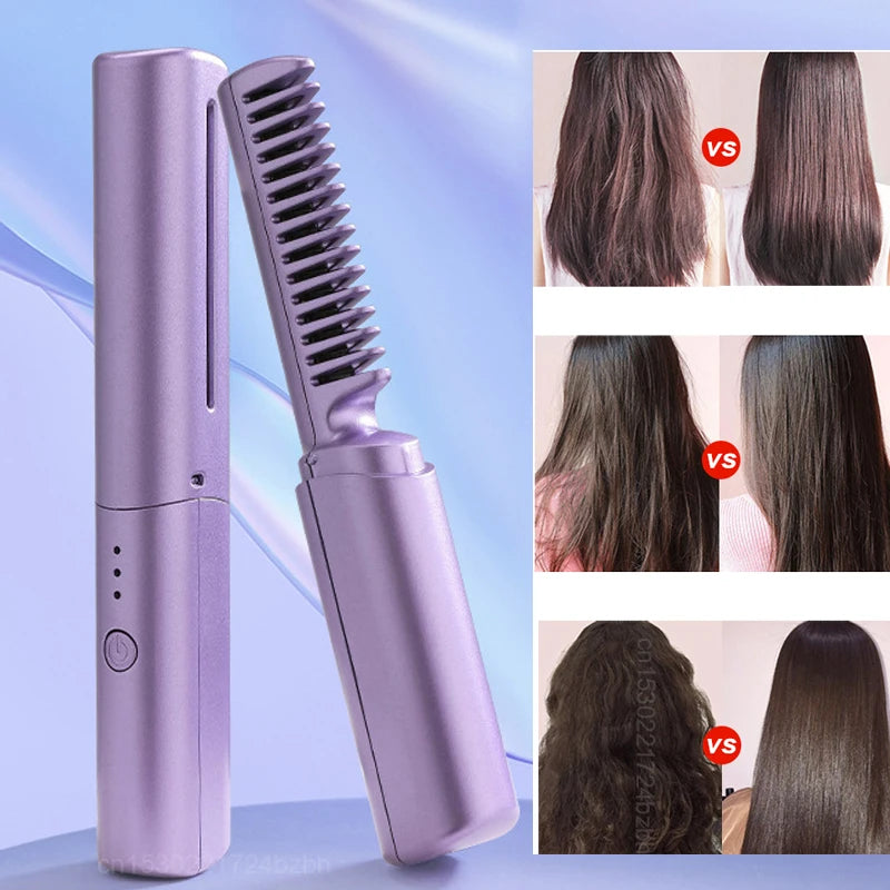 Wireless Hair Straightener | Cordless Heated Comb