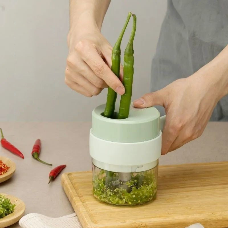 Wireless Vegetable Chopper | One-Button Electric Food Processor | USB Rechargeable 800mAh Battery, IPX5 Waterproof
