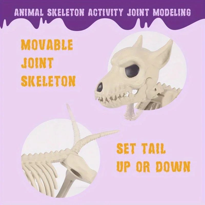 Wolf Skeleton Halloween Decoration | Indoor & Outdoor Animal Skeleton Ornament | Realistic Bone-Effect Design Detail