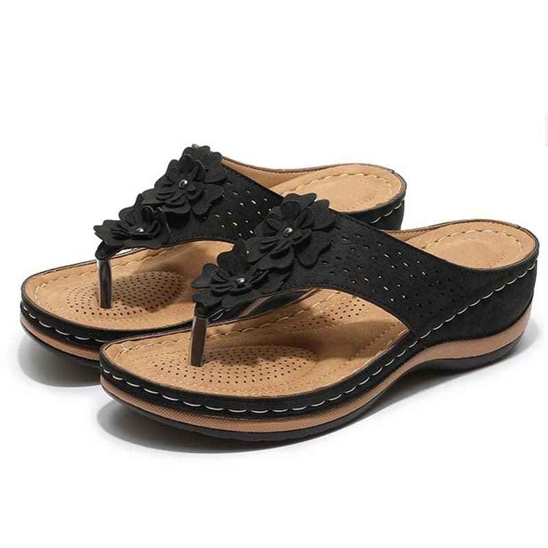 Women's Comfortable Sandals - Rubber - Tri-Sole Design - Support