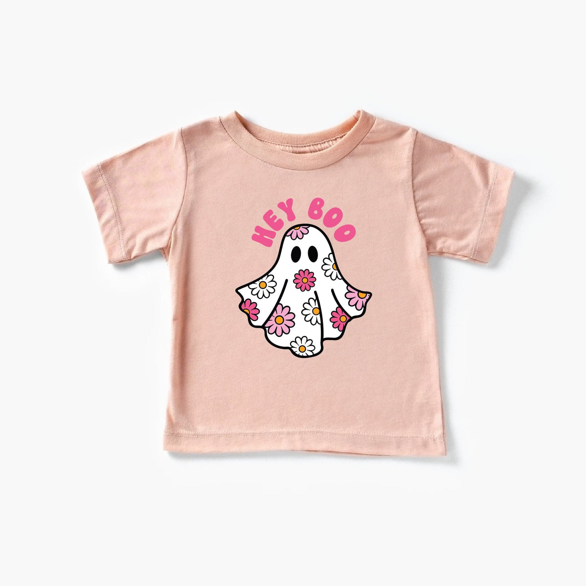 Women's Ghost Shirt Floral Print Graphic Breathable with Hey Boo Lettering