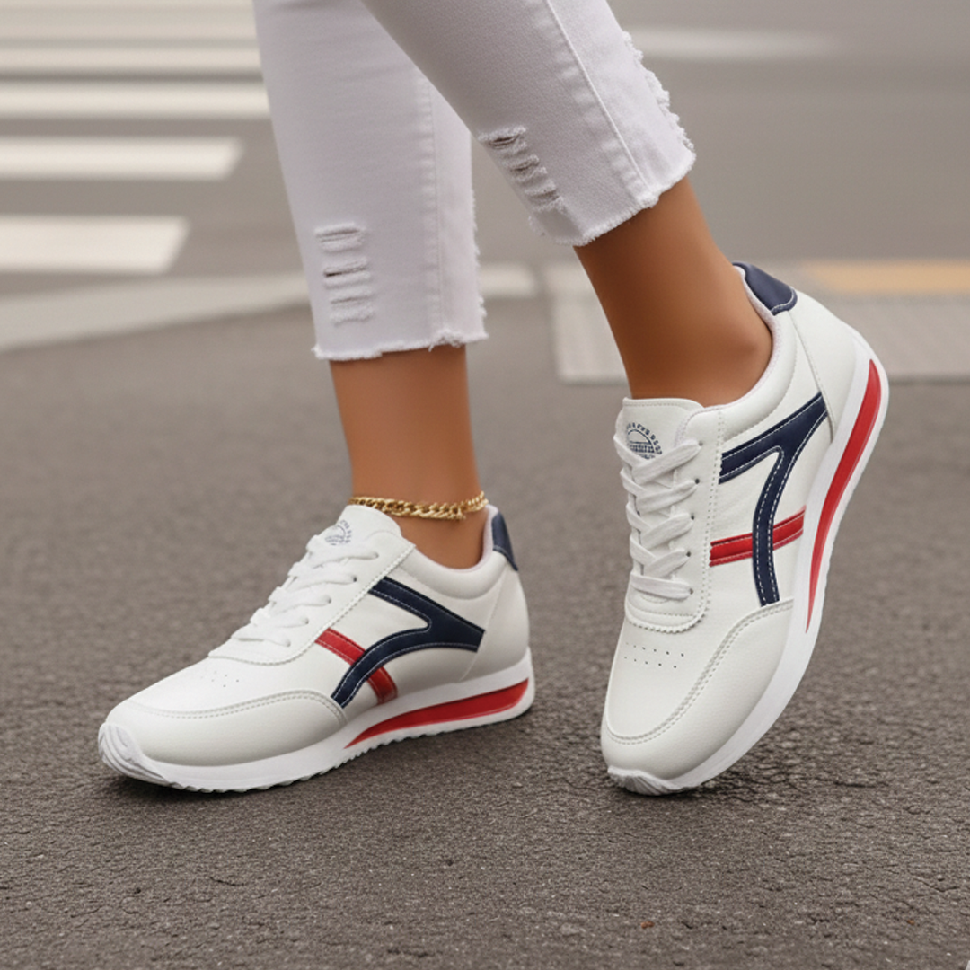 Women's Lightweight Casual Sneakers - Polyurethane - Lace-Up - Textured Outsole