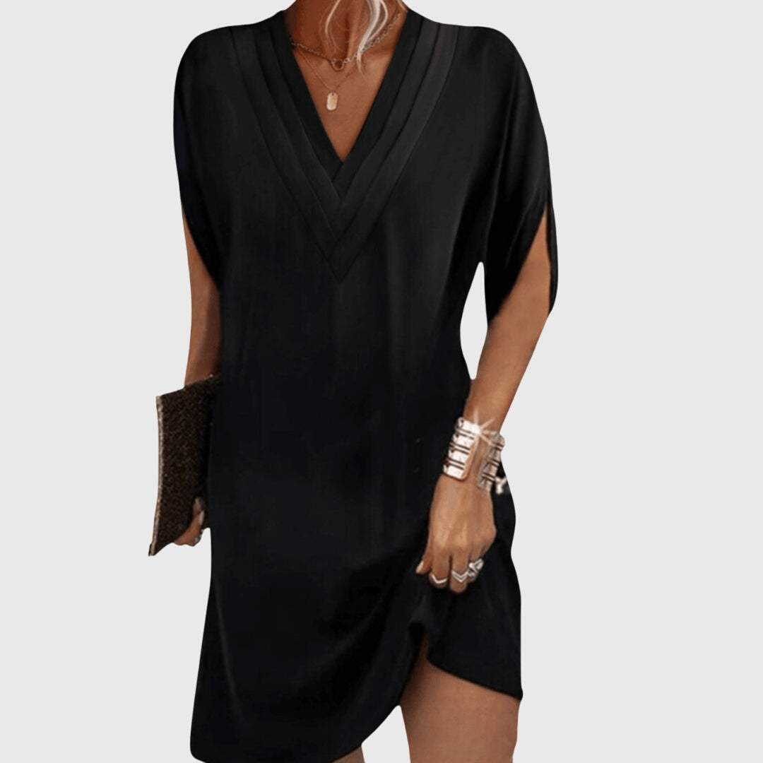 Women's Maxi Dress - Polyester - Flowy Silhouette - V-Neck - Plus Size