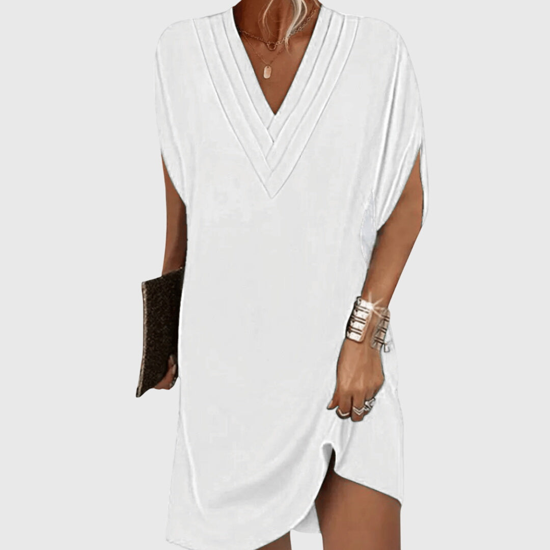 Women's Maxi Dress - Polyester - Flowy Silhouette - V-Neck - Plus Size