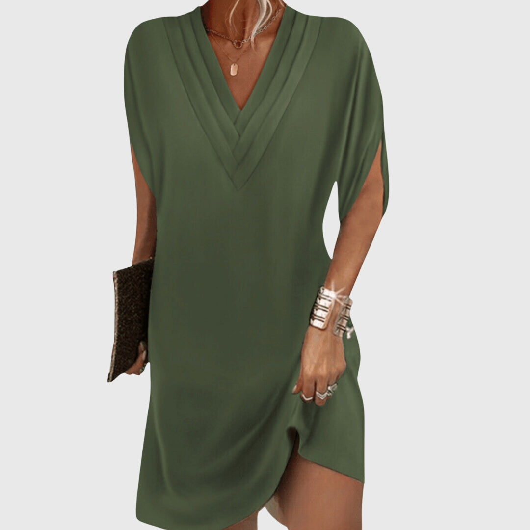 Women's Maxi Dress - Polyester - Flowy Silhouette - V-Neck - Plus Size