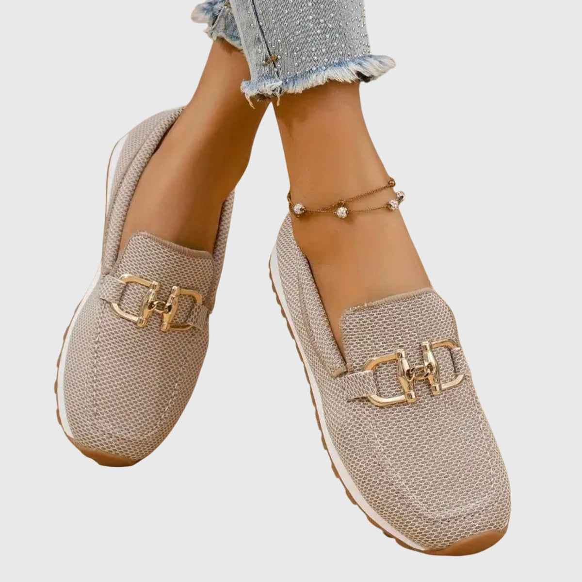 Women's Orthopedic Loafers - Synthetic - Gold-Tone Hardware - Cushioned