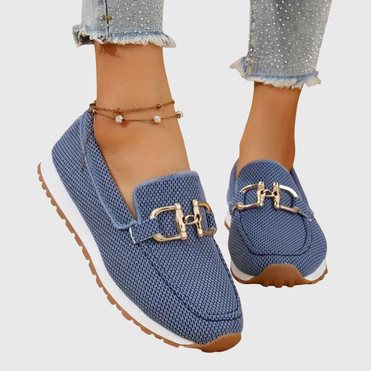 Women's Orthopedic Loafers - Synthetic - Gold-Tone Hardware - Cushioned