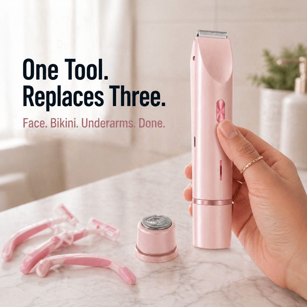 Women's Shaver for Face and Body | 2 Interchangeable Heads, IPX7 Waterproof | USB-C Cordless, Irritation-Free Finish