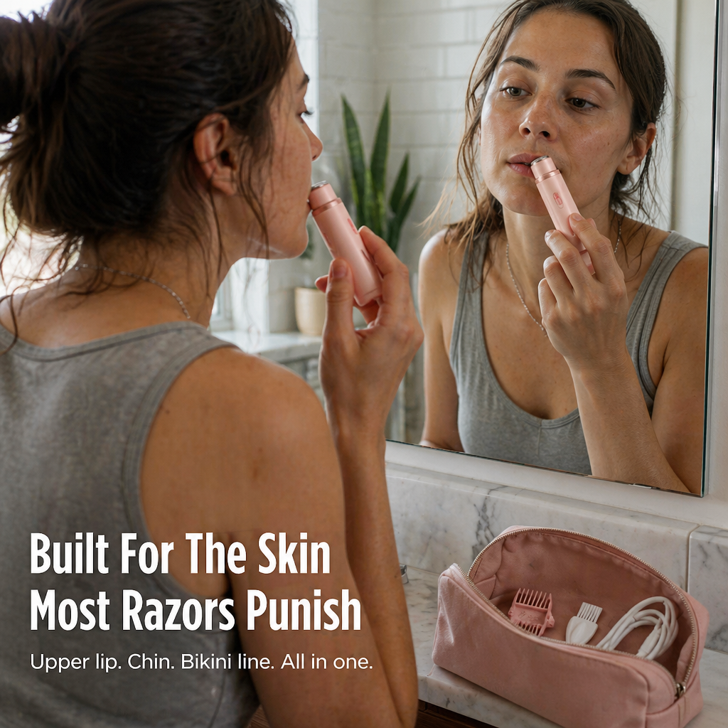 Women's Shaver for Face and Body | 2 Interchangeable Heads, IPX7 Waterproof | USB-C Cordless, Irritation-Free Finish