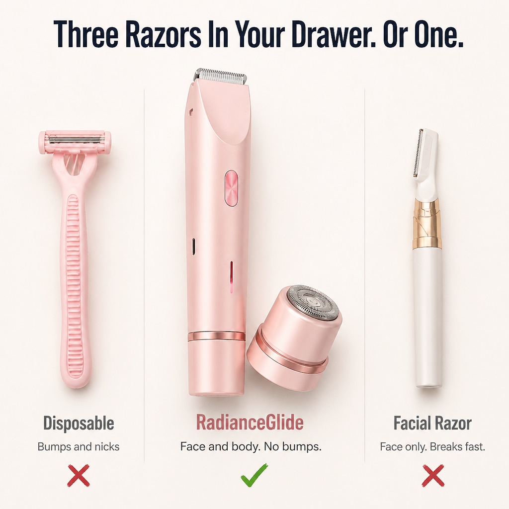 Women's Shaver for Face and Body | 2 Interchangeable Heads, IPX7 Waterproof | USB-C Cordless, Irritation-Free Finish
