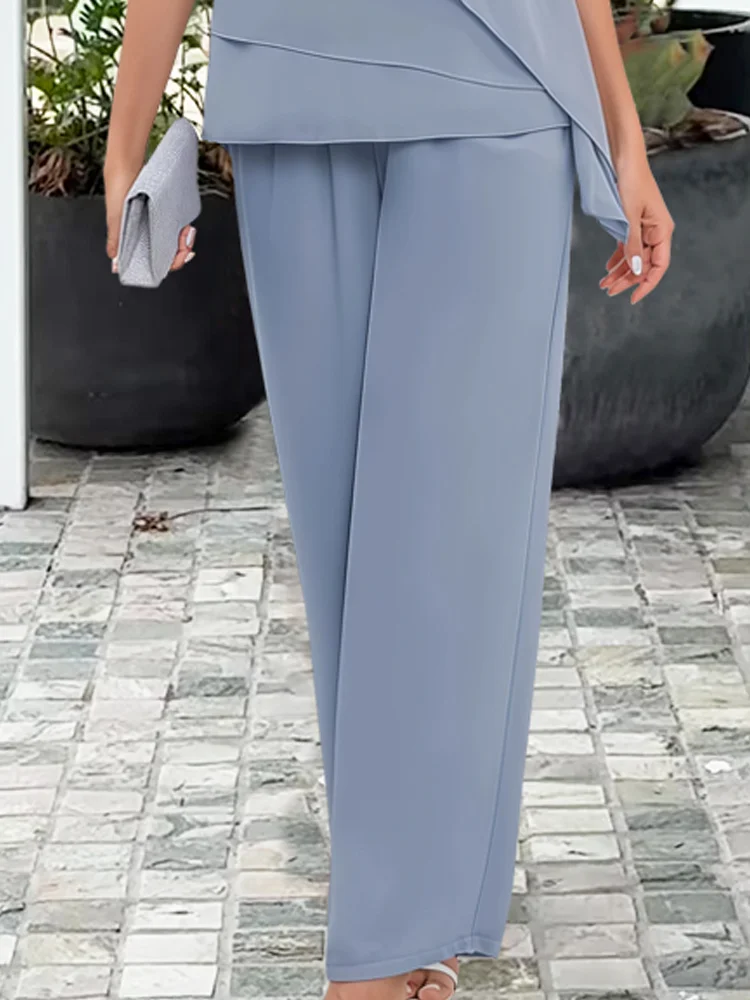 Women's Two-Piece Overlay with Layered Top - Polyester - Layered Overlay - Straight-Leg