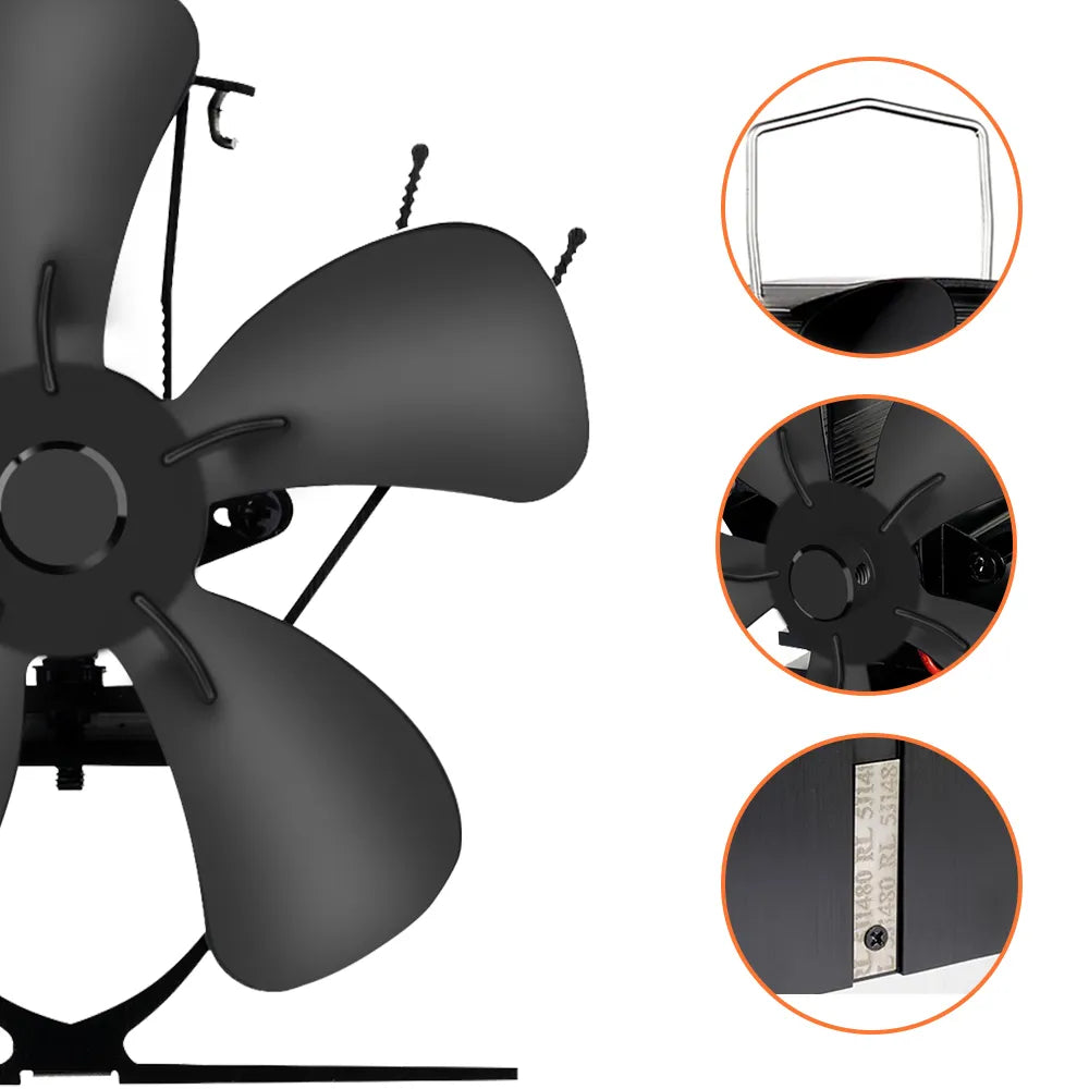 Wood Burner Stove Fan | Self-Powered 4-Blade Design | Silent Heat Distribution Across the Room, No Electricity Required