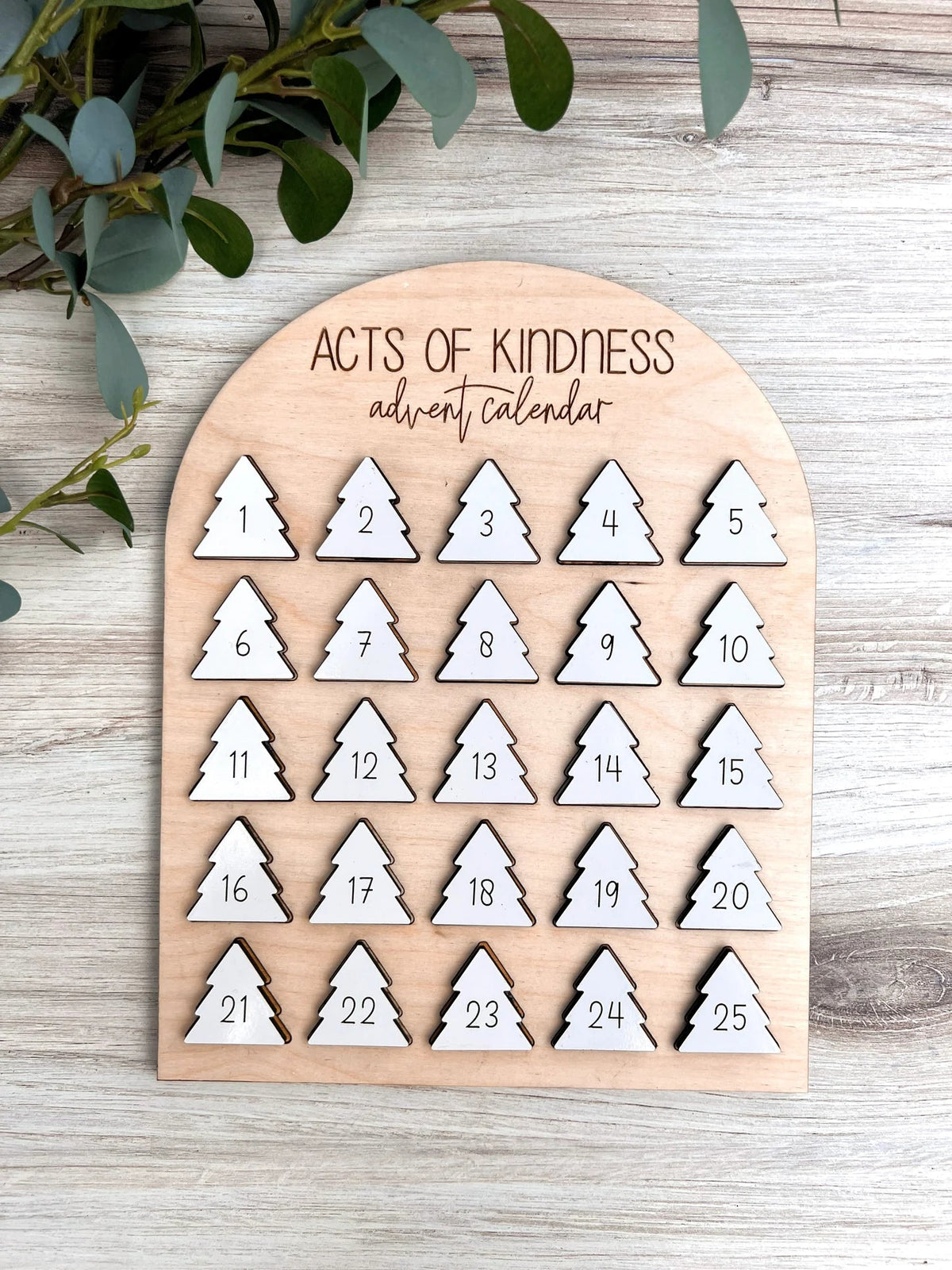 Wooden Advent Calendar for Christmas | 25 Daily Kindness Activities | Reusable Wooden Family Keepsake Decoration