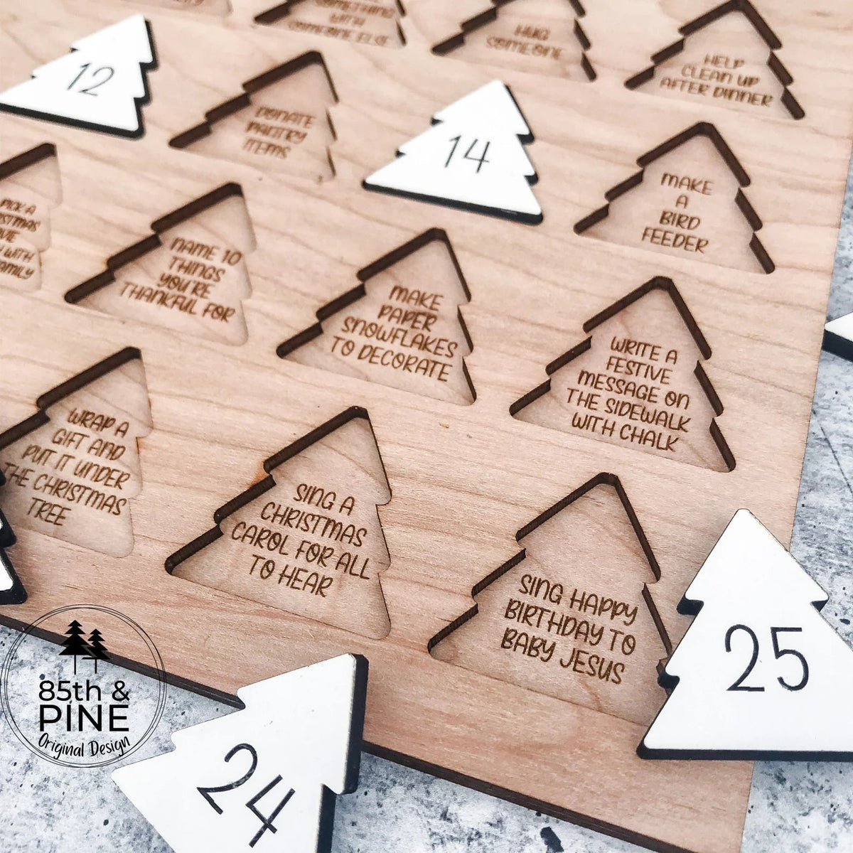 Wooden Advent Calendar for Christmas | 25 Daily Kindness Activities | Reusable Wooden Family Keepsake Decoration