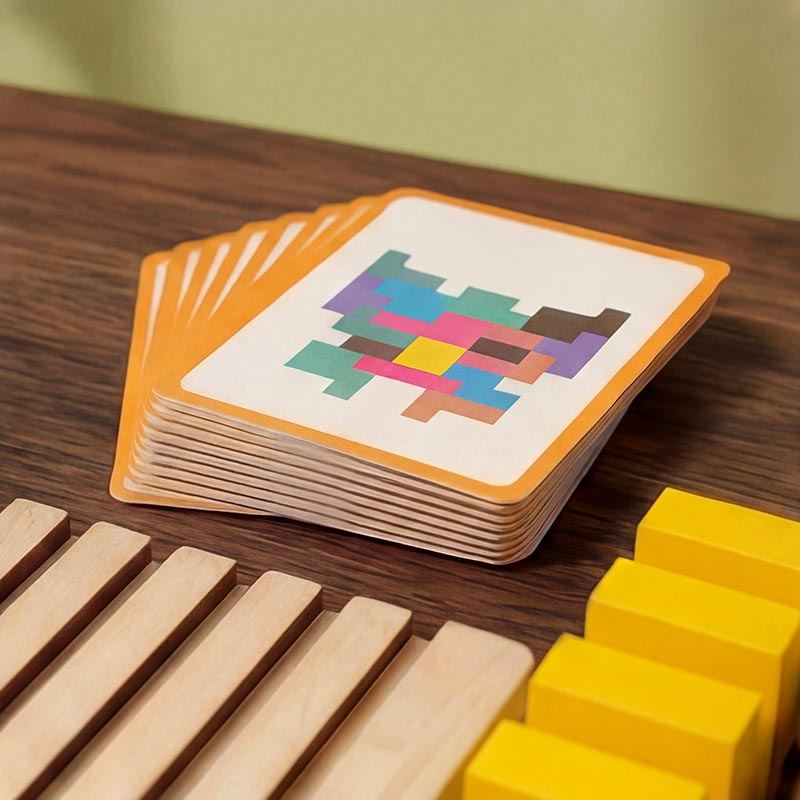Wooden Shape Stacking Puzzle Set | 42 Pieces & 10 Double-Sided Challenge Cards | Builds Focus and Problem-Solving Skills