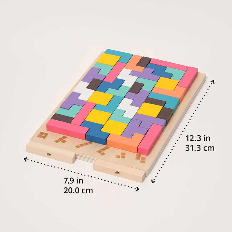 Wooden Shape Stacking Puzzle Set | 42 Pieces & 10 Double-Sided Challenge Cards | Builds Focus and Problem-Solving Skills
