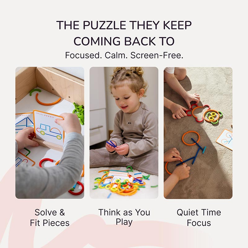Wooden Shape Stacking Puzzle Set | 42 Pieces & 10 Double-Sided Challenge Cards | Builds Focus and Problem-Solving Skills