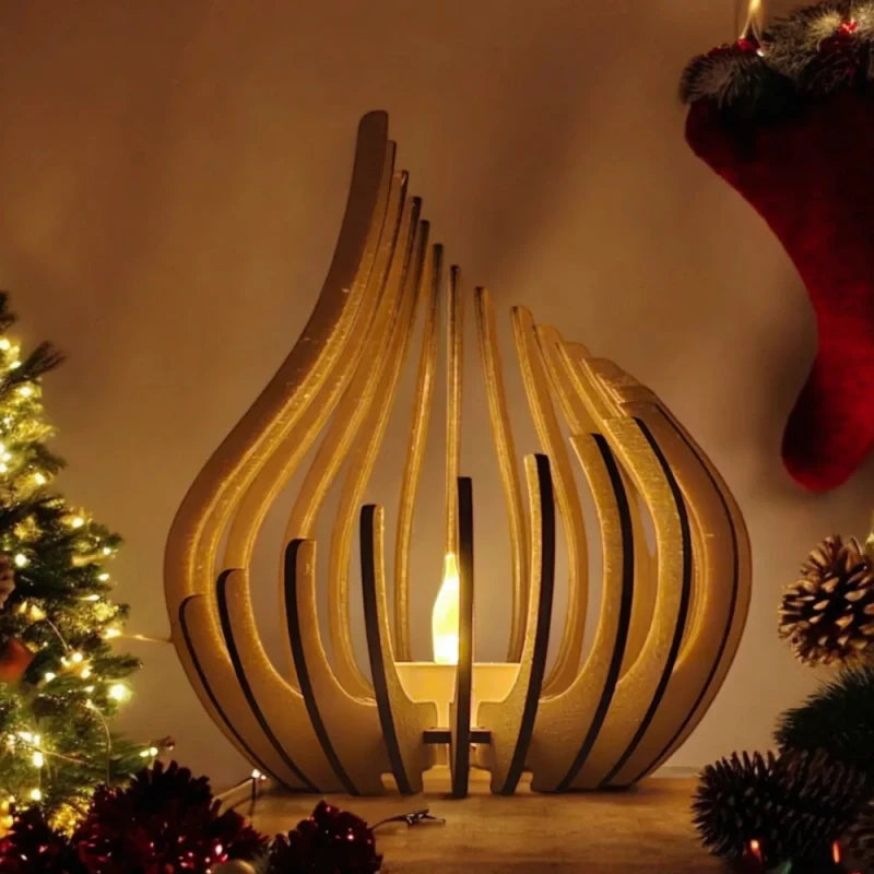 Wooden Teardrop Candle Holder | Hollow Carved Shadow Design | DIY Puzzle Assembly, Available in 4 Sizes