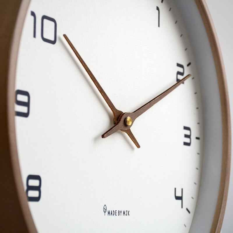Wooden Wall Clock Natural Wood | Scandinavian Minimalist Design | Quartz Movement, Battery Operated for Living Room & Kitchen