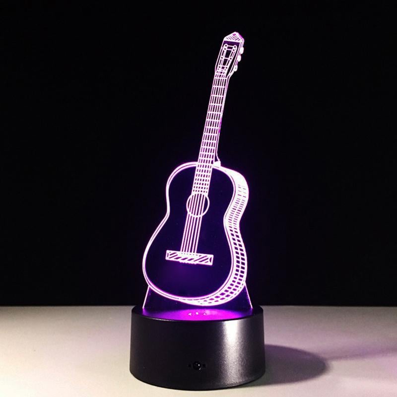 Guitar Night Light 3D LED Touch Button USB Powered with 7 Colour Modes 2