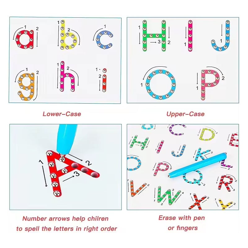 Magnetic Alphabet Tracing Board Double Sided ABS Plastic with Stylus Pen 3