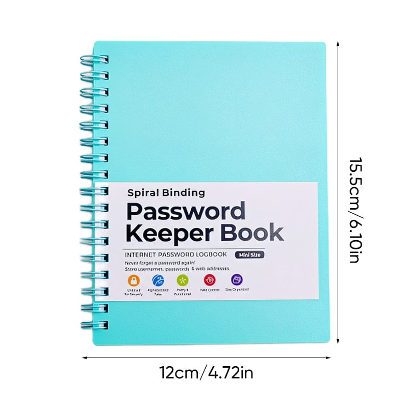 Password Book Coil Bound A6 Portable PP Cover with Alphabetical Index Tabs 20