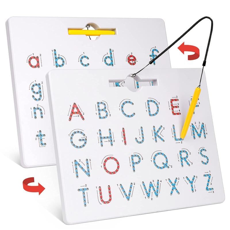Magnetic Alphabet Tracing Board Double Sided ABS Plastic with Stylus Pen 12