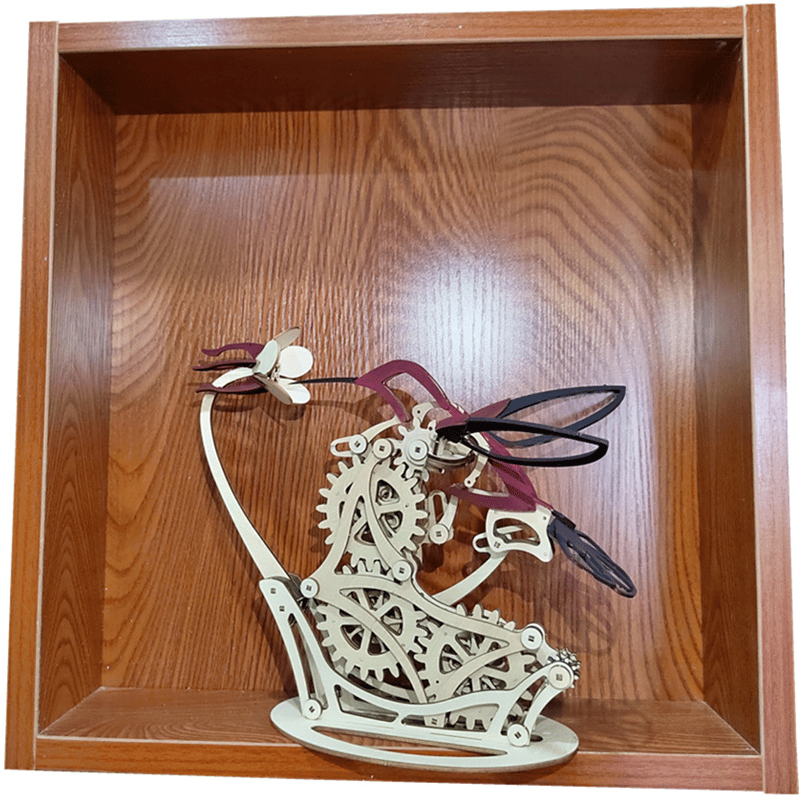 Wooden Mechanical Hummingbird Sculpture | Cam-Driven Kinetic Wings & Tail Motion | Handcrafted Wood Art Display Piece 11