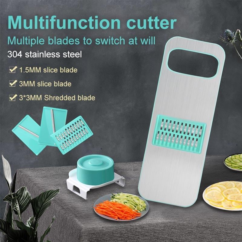 3-in-1 Vegetable Cutter Stainless Steel | 3 Interchangeable Blades & Hand Guard | Safe Slicing for Fruit & Veg 12