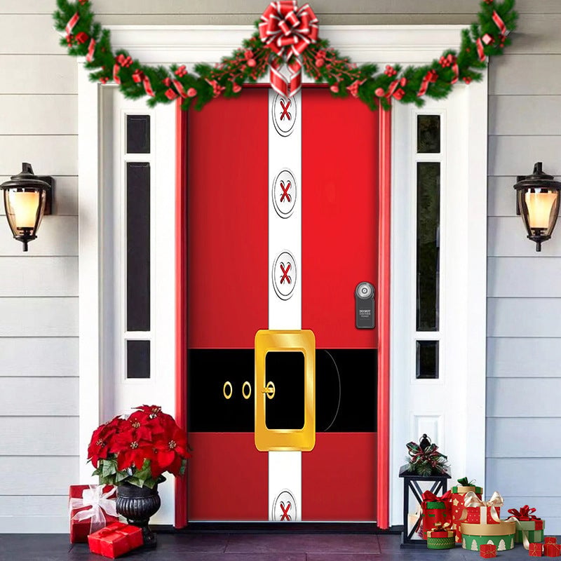 Christmas Door Cover Washable Reusable Lightweight Fabric with Quick Install 6