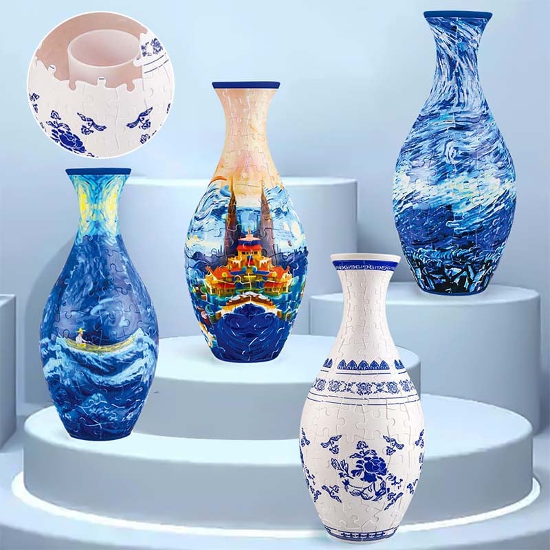 3D Puzzle Vase Plastic | Build-Your-Own Design with Castle, Waves and Boat Pattern | Hands-On Puzzle Home Decor Gift 7