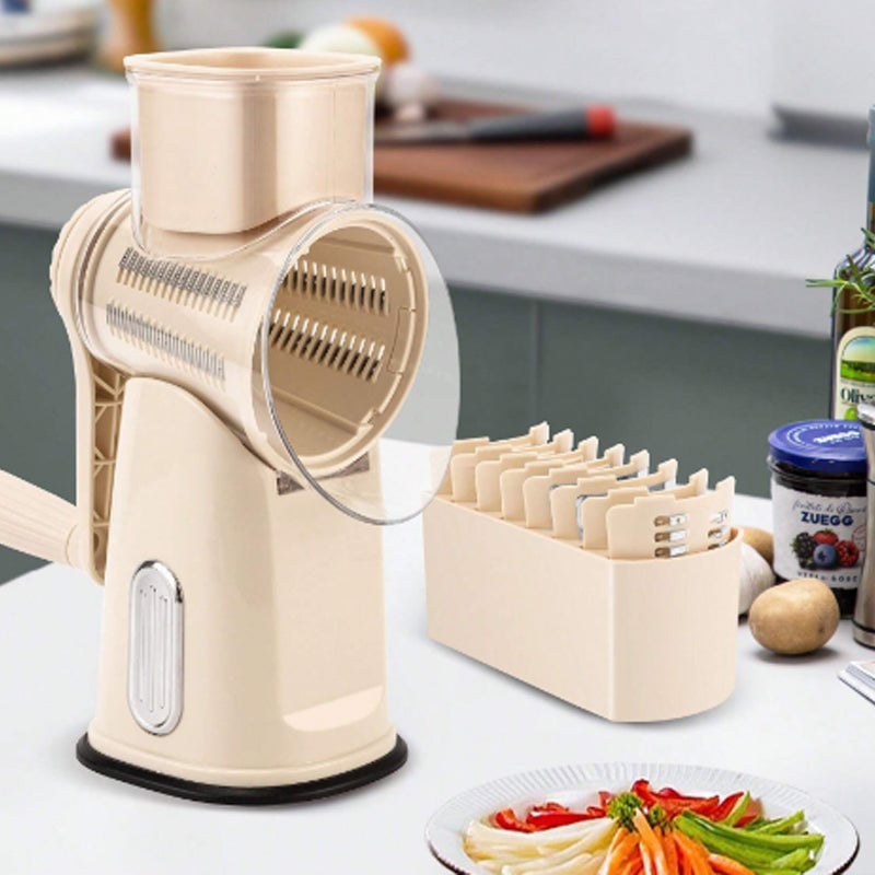 Vegetable Cutter Slicer Rotary Multi-Purpose Hand Crank with Suction Base 6