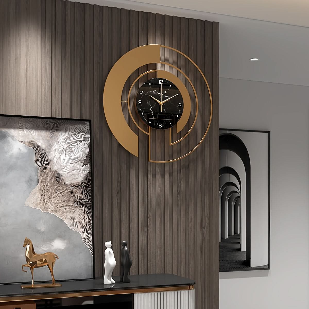 Silent Wall Clock Geometric Modern Minimalist Iron Frame with Glass Dial 2