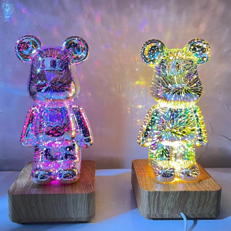 Decorative Lamp 3D Bear Glass USB Powered with Push-Button Colour Change 11