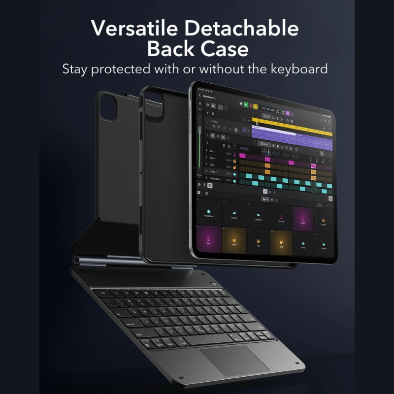 iPad Keyboard Case with Trackpad | 360° Rotating Hinge & Palm Rejection | Shockproof Metal Shell with Long Battery Life