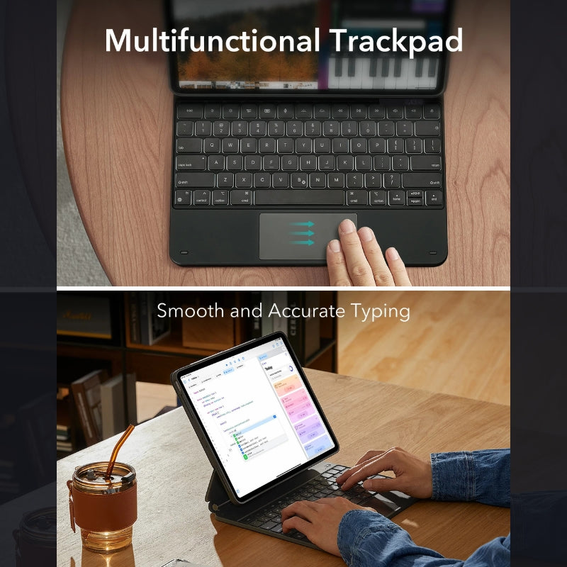 iPad Keyboard Case with Trackpad | 360° Rotating Hinge & Palm Rejection | Shockproof Metal Shell with Long Battery Life