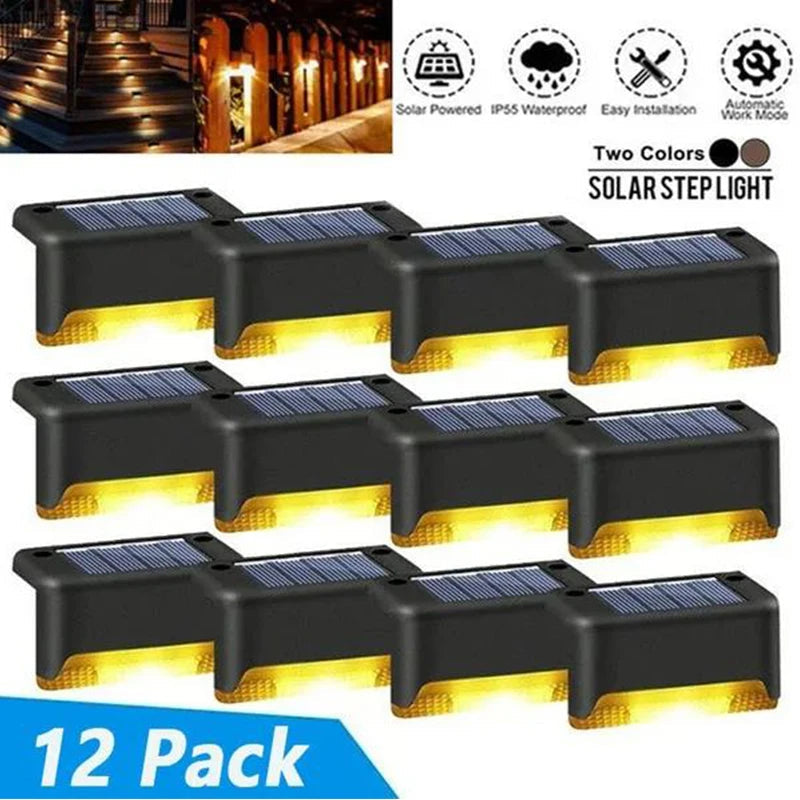 Solar Safety Lights, Weatherproof Outdoor Shell Design | 4, 8 or 12 Pack | Automatic Dusk-to-Dawn Warm or White LED 3