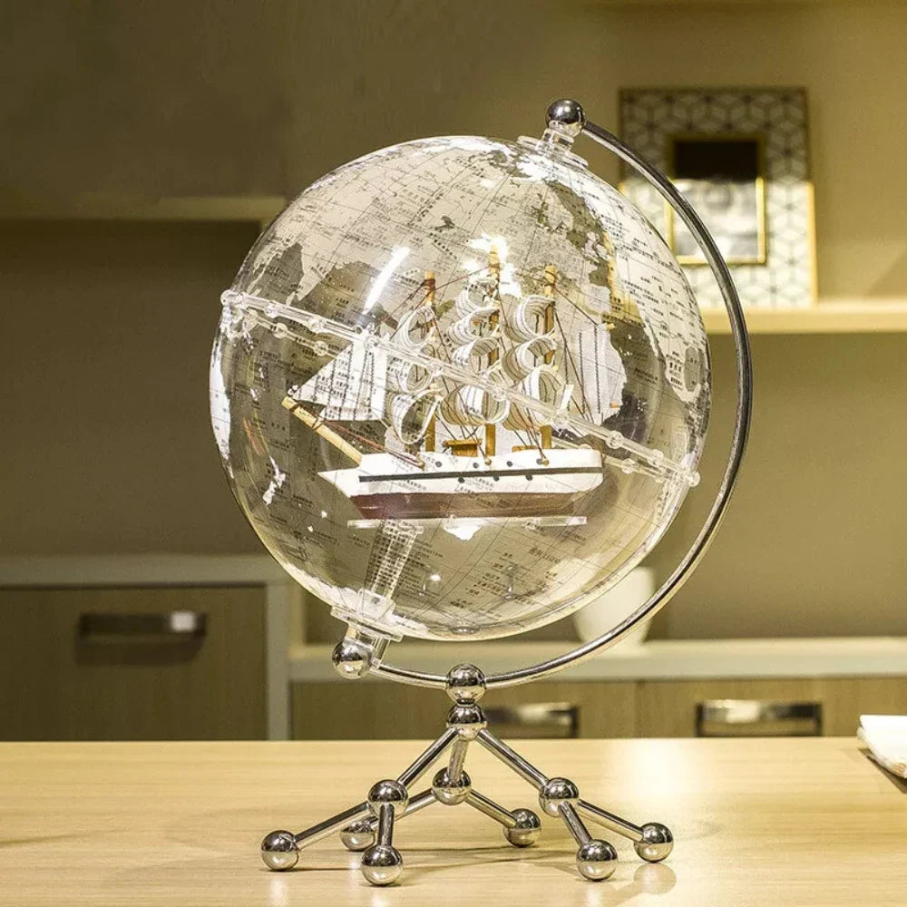Rechargeable Globe Lamp Cordless Plug-In Metal Frame with World Map Design 7