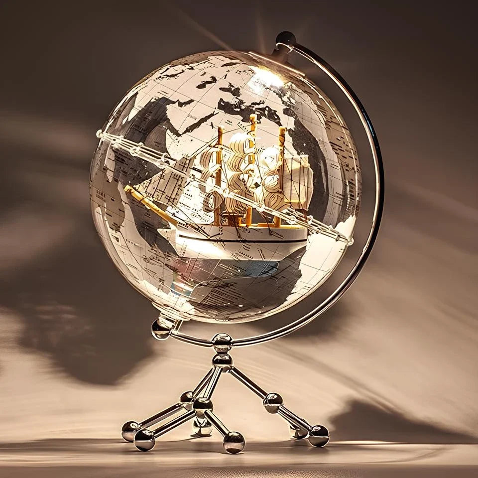 Rechargeable Globe Lamp Cordless Plug-In Metal Frame with World Map Design 1