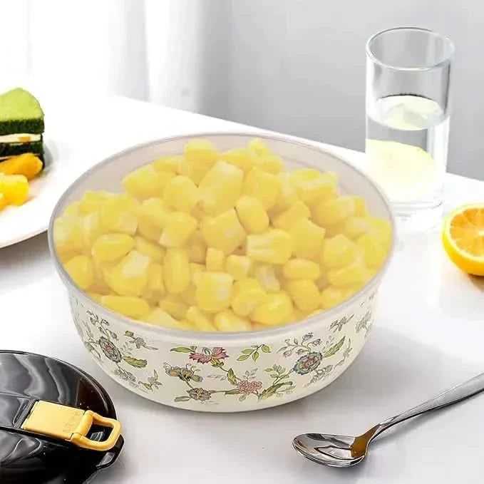 Storage Bowls Enamel Mixing Nestable Floral Deep with Lids Included 13