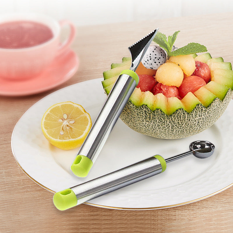 3-Piece Fruit Digging Tool Set Stainless Steel | Melon Baller, Carving Knife & Fruit Shovel | Stackable Design 1