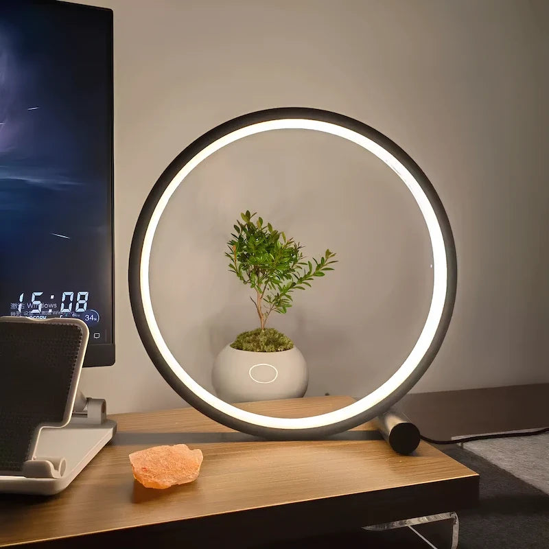 Bedside Lamps Dimmable LED Ring Design Aluminium with Two Light Colours 3
