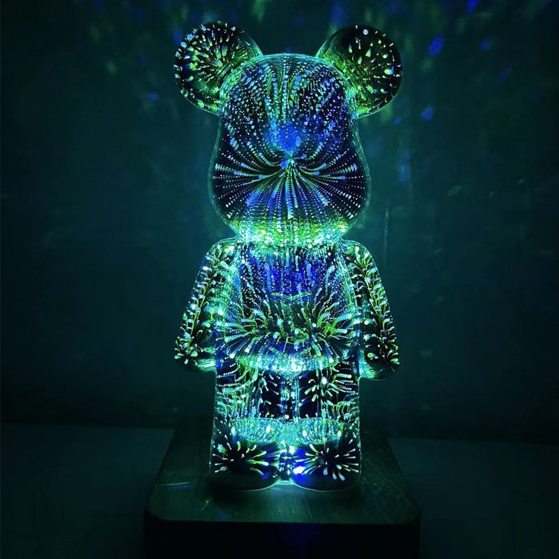 Decorative Lamp 3D Bear Glass USB Powered with Push-Button Colour Change 10