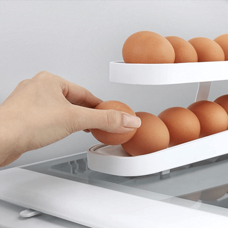 Rolling Egg Dispenser Double-Layer Gravity-Fed with Anti-Slip Base 7