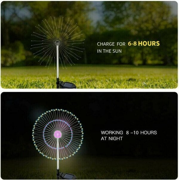 Solar Firework String Lights | 90 LEDs, Dual Lighting Modes | IP65 Weatherproof, Solar-Powered Garden Lighting 7