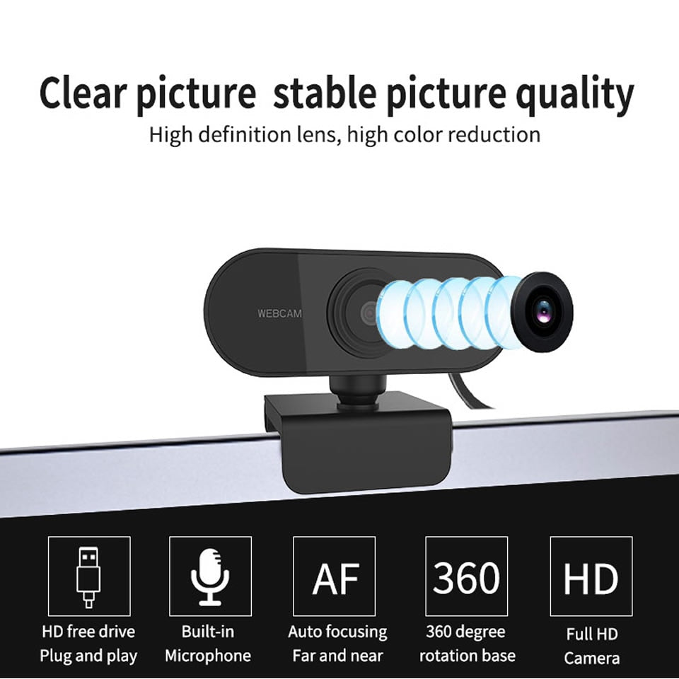 1080p HD Webcam for Laptop and Desktop | CMOS Sensor, Built-in Microphone, Auto White Balance | Plug and Play USB