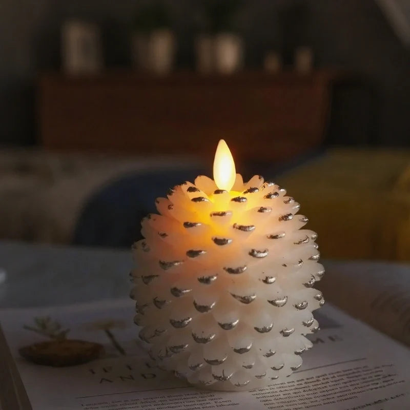 Flameless Pinecone Candles LED Battery-Operated with Timer Function 8