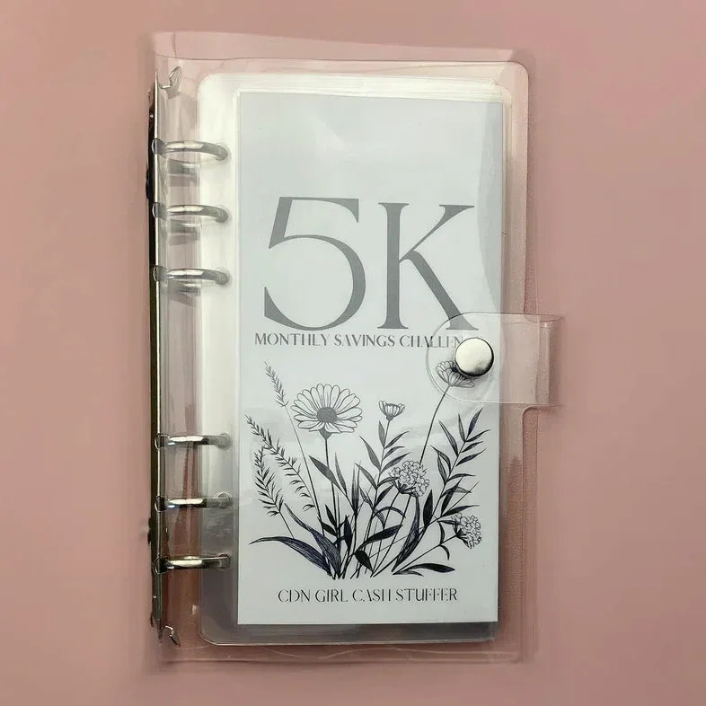12-Month Envelope Savings Challenge Binder PP+PVC, 19 x 14 cm | Six-Hole Design | Waterproof, Dustproof, Scratch-Resistant