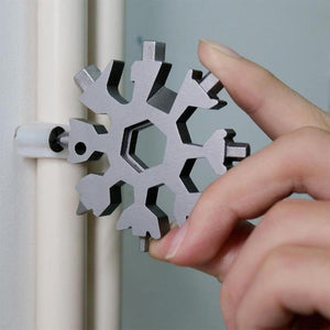 18-in-1 Multi-Tool Keychain Stainless Steel | Snowflake Design with Screwdrivers & Wrenches | Compact Pocket Repair Tool