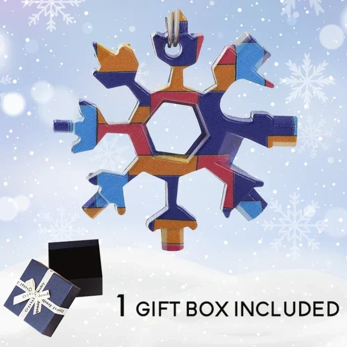 18-in-1 Multi-Tool Keychain Stainless Steel | Snowflake Design with Screwdrivers & Wrenches | Compact Pocket Repair Tool